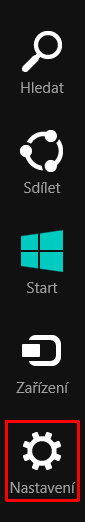 Jak vypnout Windows 8 - panel Charm