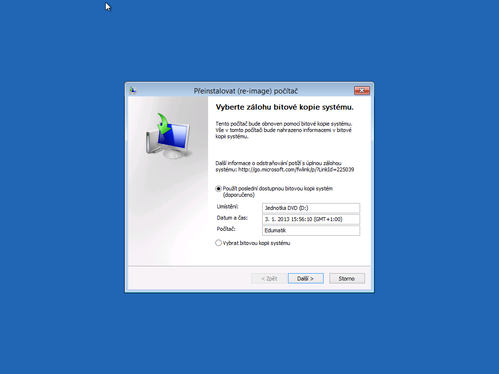 Obnovení systému Windows 8